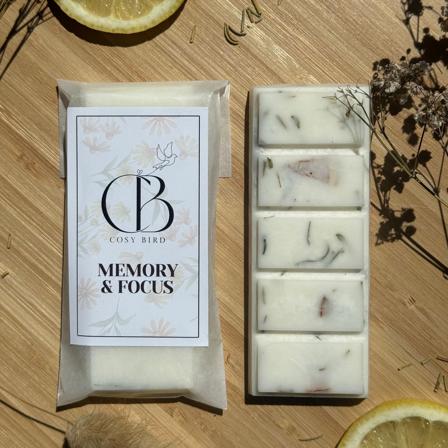 Memory & Focus Wax Melt – Energizing Rosemary & Peppermint Blend for Mental Clarity | The Cosy Bird