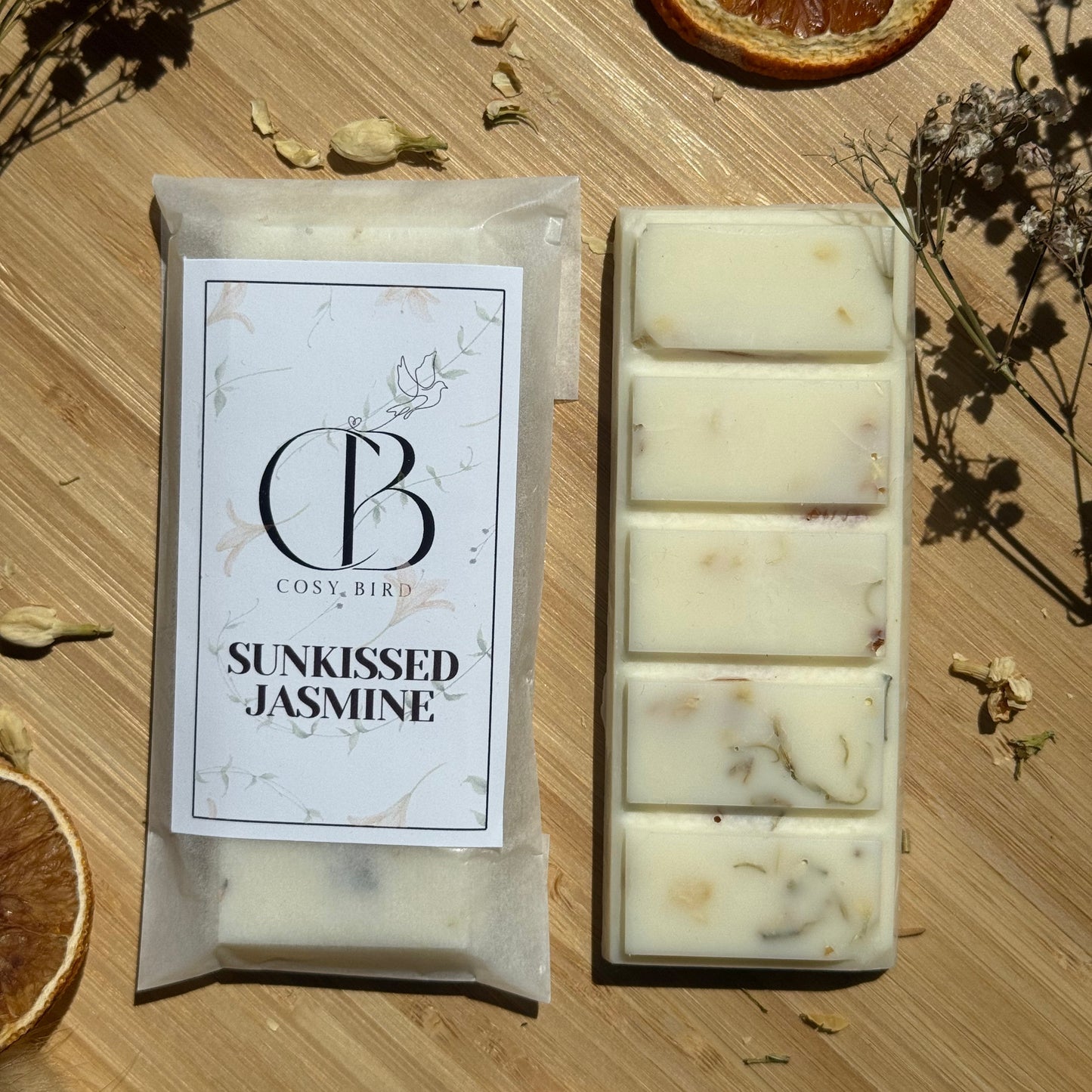 Sunkissed Jasmine Wax Melt – Bright Jasmine, Citrus & Amyris Blend | The Cosy Bird