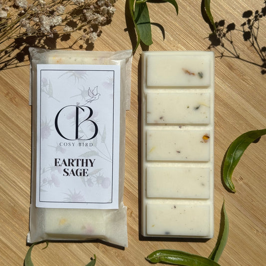Earthy Sage Wax Melt – Sage & Sandalwood Essential Oil Blend for Grounding & Inner Peace | The Cosy Bird