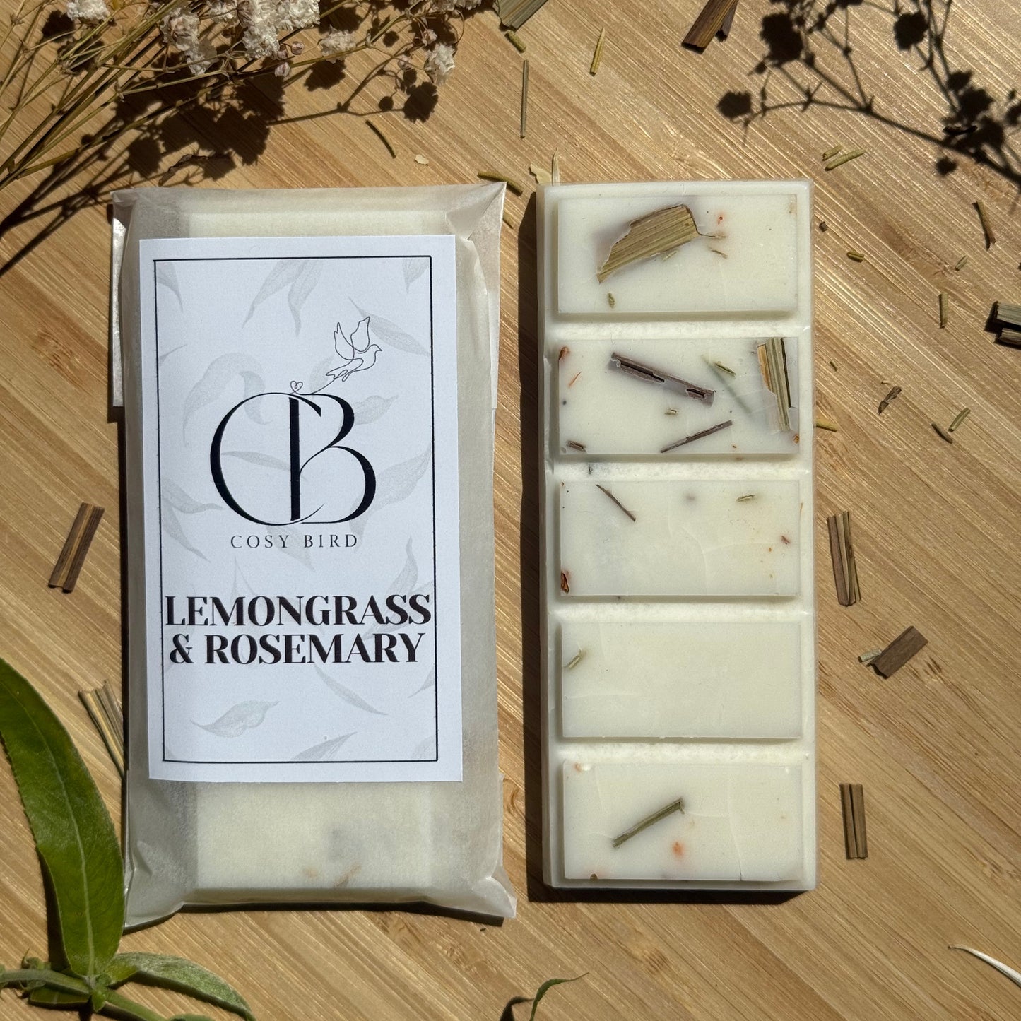 Lemongrass & Rosemary Wax Melt – Energising Essential Oil Blend for Focus & Clarity | The Cosy Bird