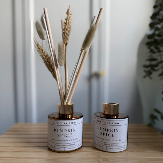 Pumpkin Spice Reed Diffuser – Cosy & Inviting Cinnamon, Clove, Nutmeg, Ginger, and Sweet Orange for a Long-Lasting Autumn Glow